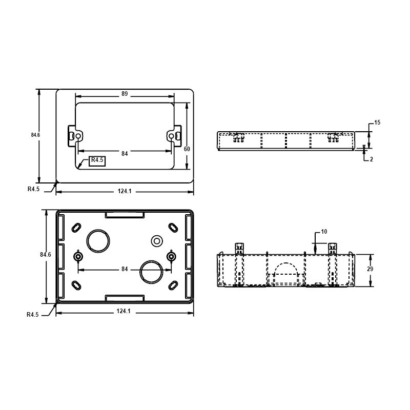 CAJA DISTRIBUCION EMBUTIDA PARA LOSA CON OREJA METALICA (copia)