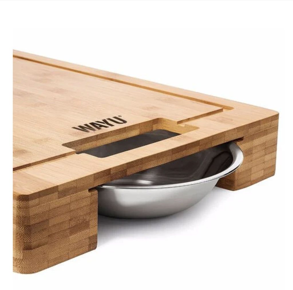 TABLA MADERA BOWL ACERO WAYU