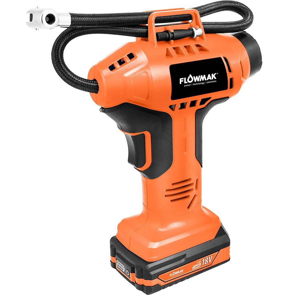 Compresor Aire 18v + Bate 2.0ah + Cargador - Flowmak
