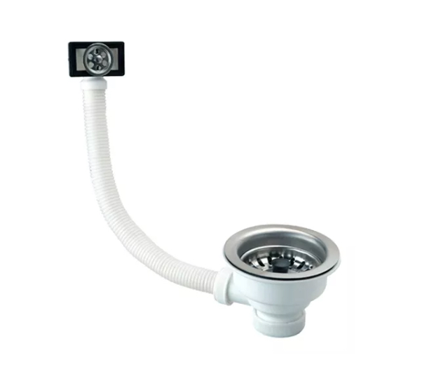 Desague Lavaplatos Utility C/Rebalse. Tapon. Cadena Y Rejilla Inox 1.1/2" (Hoffens) (20435)