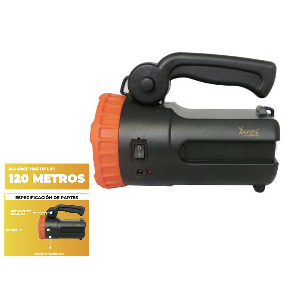 [4A05051] Foco Recargable Yanes 2701 5w Led Cree Yanes Negro