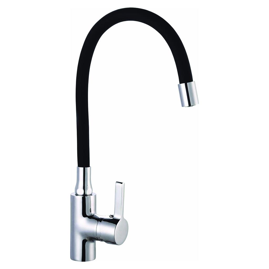 Llave Monomando Lavaplato Cuello Flexible Negro