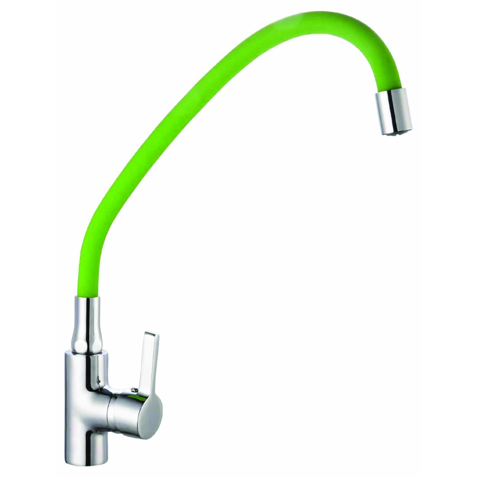 Llave Monomando Lavaplato Cuello Flexible Verde