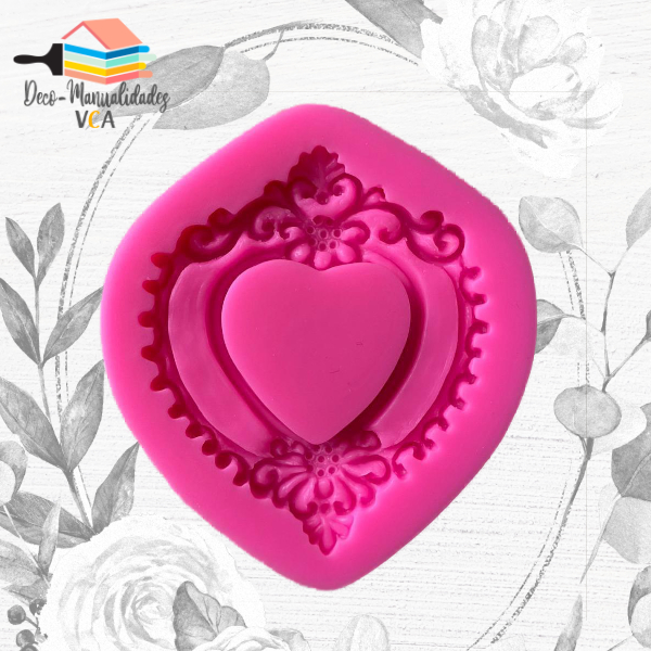 [8F03012] Molde Silicona - Corazon Arabesco Grande (8.4 Cm)