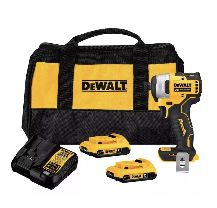 Atornillador Impacto 1/4" 20V MAX Brushless Dewalt |  2 baterías de 2Ah + Cargador + Maleta de traslado DCF7871D2-B2