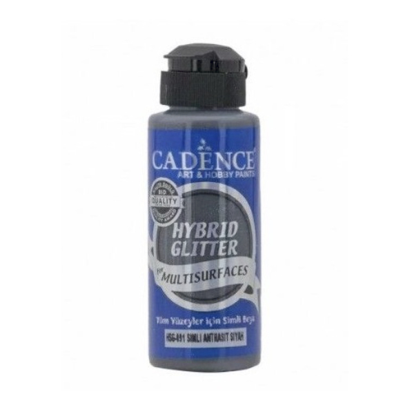 [8H01050] Pintura Acrilica Hybrid Glitter- Negro Antracita Hsg-091 Cadence (120ml)