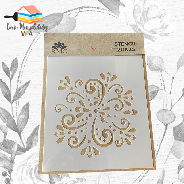[8A01081] Stencil Arabesco Flores (20x25 Cm) - Rmc