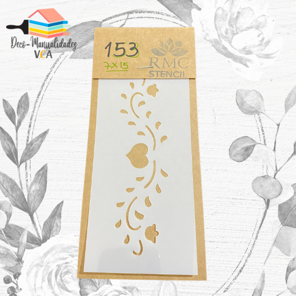 Stencil Borde Corazon Y Flores (7x15 Cm) - Rmc