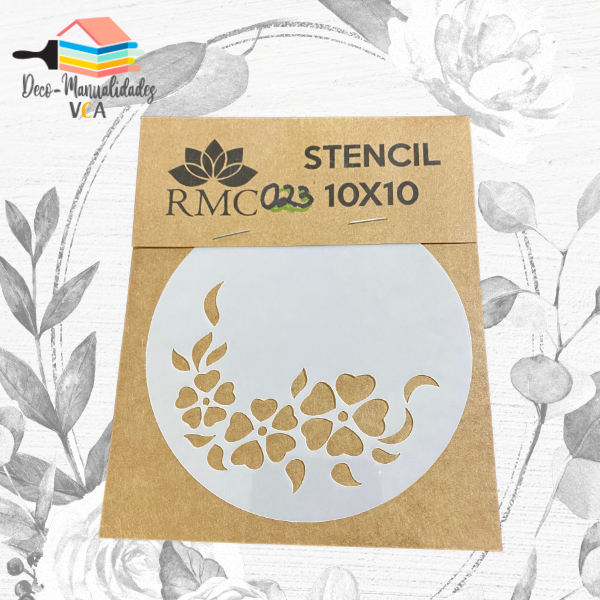 [8A02023] Stencil Guirnalda Flores 1 (10x10 Cm) - Rmc