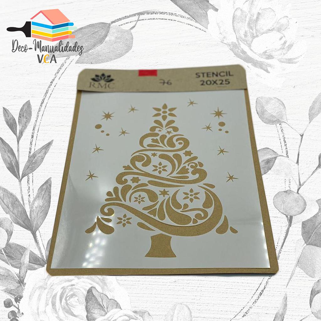 [8A07076] Stencil Navidad: Arbol De Navidad 2 (20x25 Cm) - Rmc