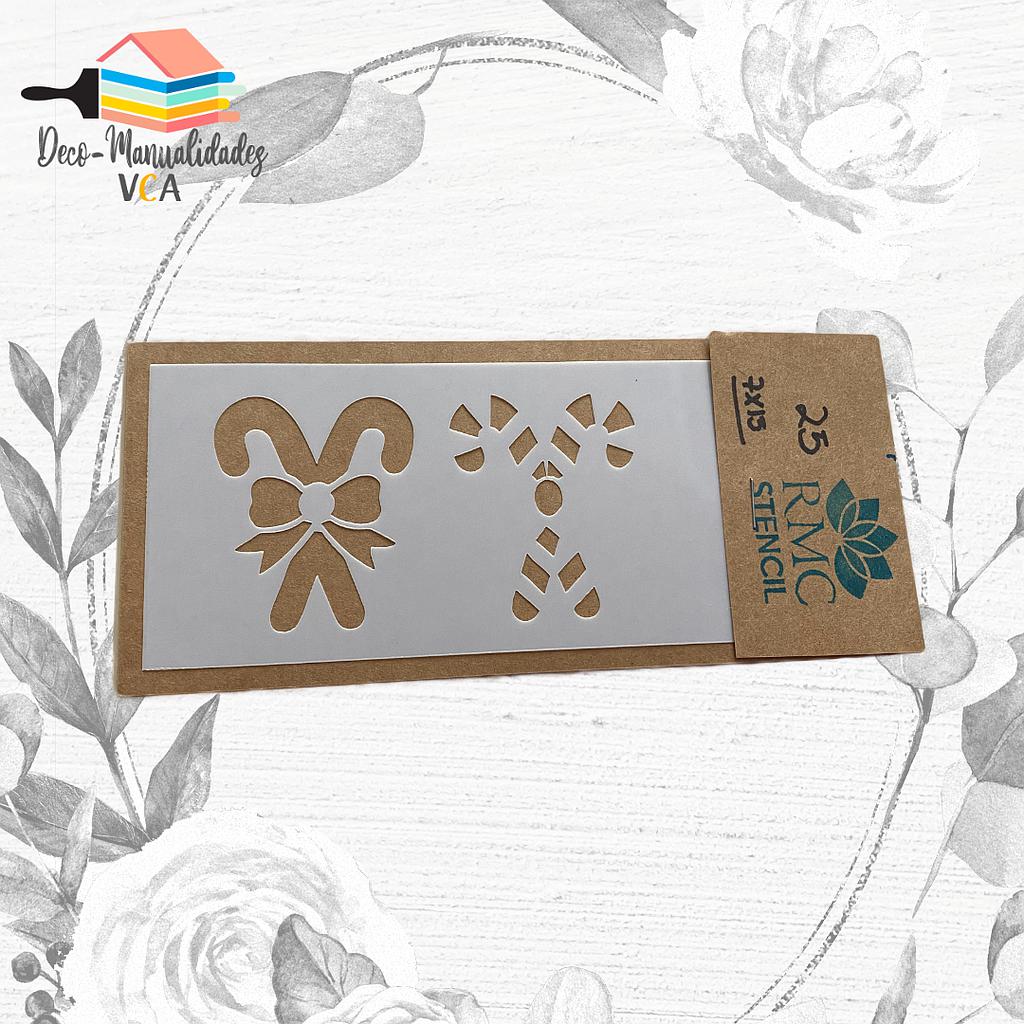 [8A07025] Stencil Navidad: Bastones De Dulce (7x15 Cm) - Rmc