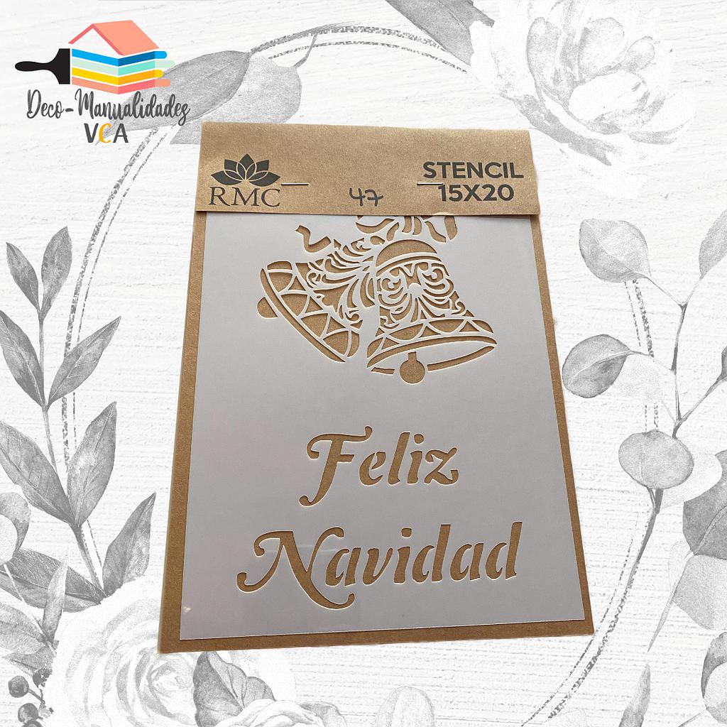 [8A07047] Stencil Navidad: Feliz Navidad Y Campanas (15x20 Cm) - Rmc