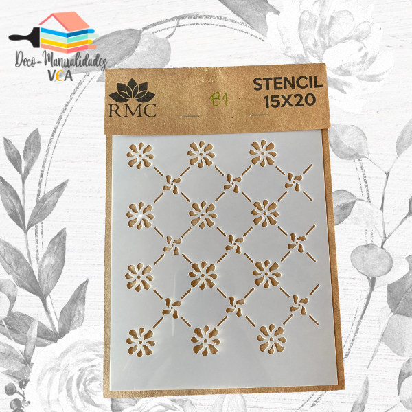 [8A02081] Stencil Red Flores Y Malla (15x20 Cm) - Rmc