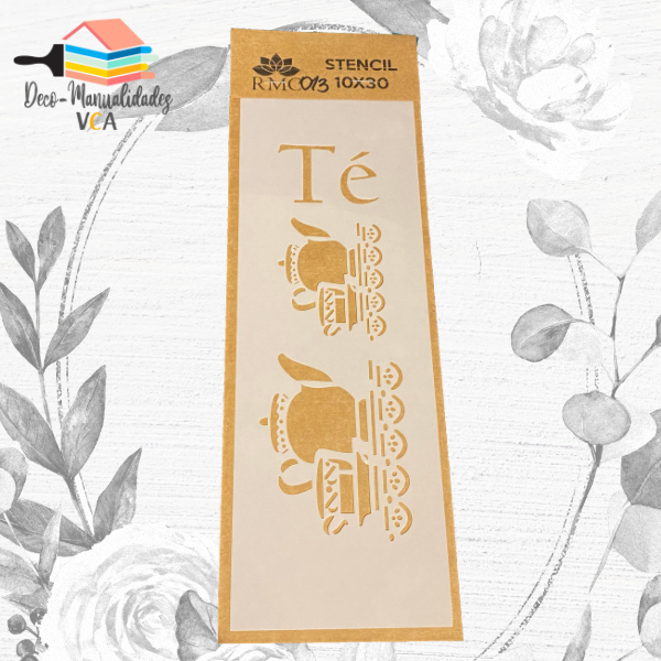 [8A03013] Stencil Tazas Y Teteras Te (10x30 Cm) - Rmc