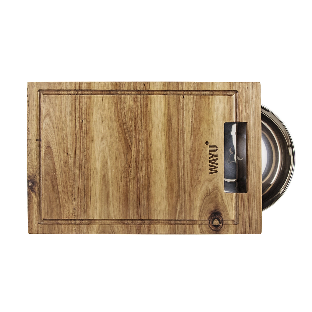 [10A03017] Tabla Madera Bowl Acero Wayu