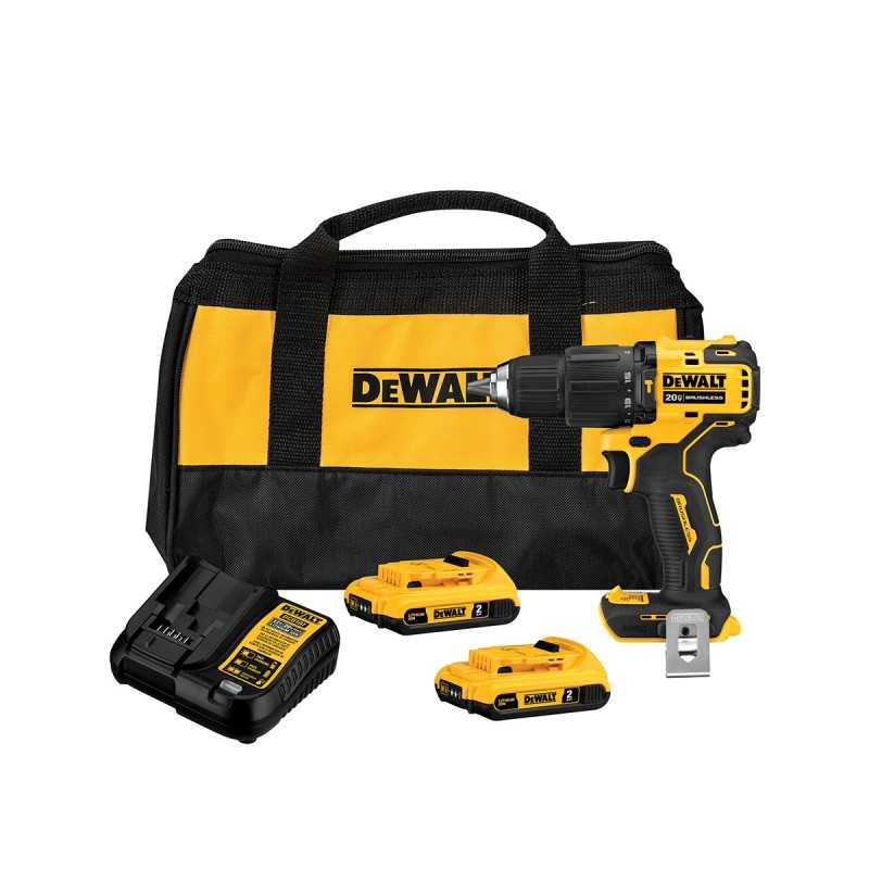 [3F607] Taladro Percutor Atomic 20V Dewalt | 2 baterías de 2.0Ah + Cargador + bolso de traslado DCD709D2-B2